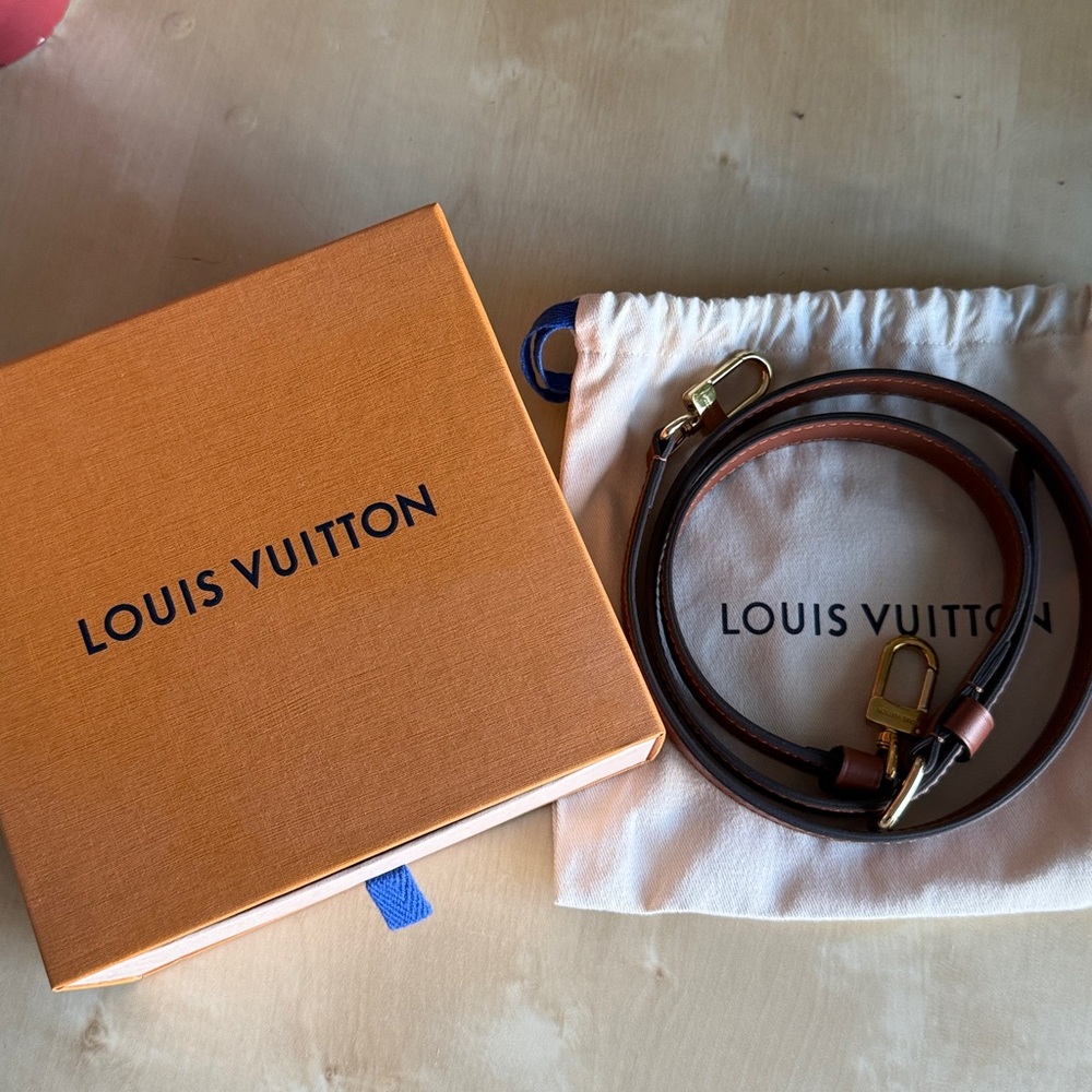 Louis Vuitton Brown and Gold Leather Strap